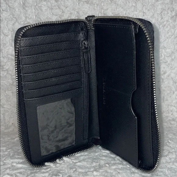 Michael Kors Jet Set Large Monogram Shoulder Bag Tote & Studded Wallet Set Black - Picture 15 of 17